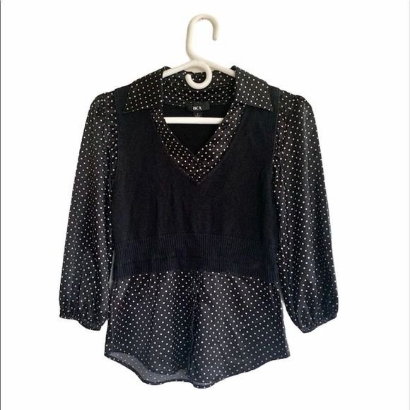 BCX WHITE POLKA DOTS BLOUSE - Picture 2 of 6